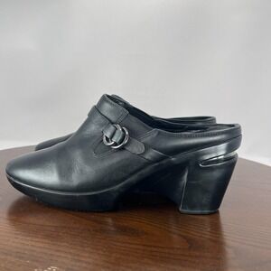 Cole Haan Shelly  Mule Clog Shoes Women's 8.5B Black Leather Comfort Heel D32475